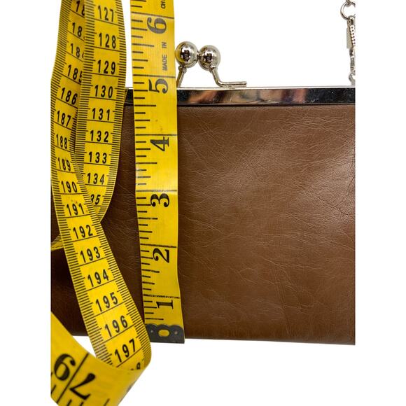 Bijoux Terner Brown  Leather Shoulder Evening Bag Purse Pocketbook - Picture 6 of 8